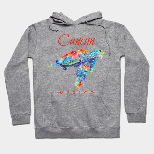 Cancun Mexico Watercolor Sea Turtle Hoodie by grendelfly73